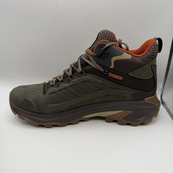 Mens 12 Merrell Moab Speed 2 Leather Waterproof Hi-Top Hiking Boot Olive J037781 - Picture 7 of 12